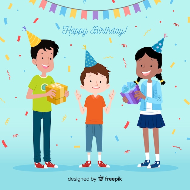 Free vector children in birthdays collection