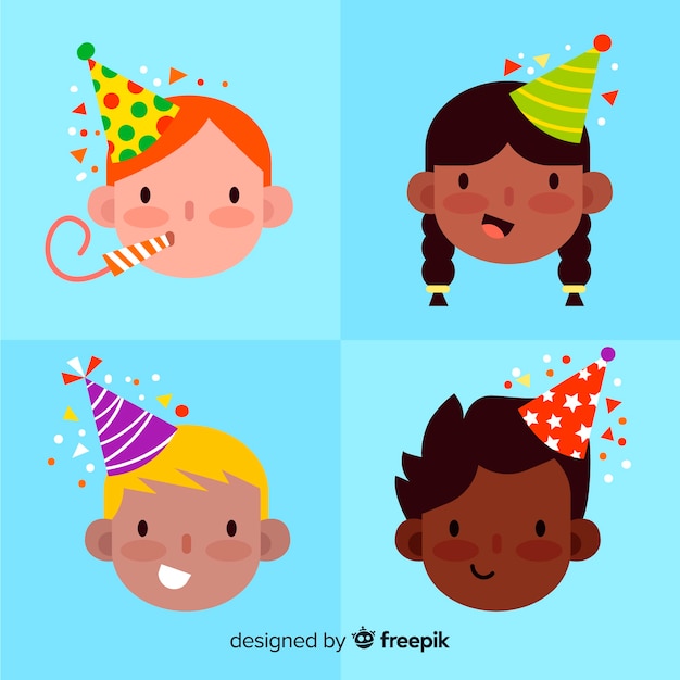 Free vector children in birthdays collection