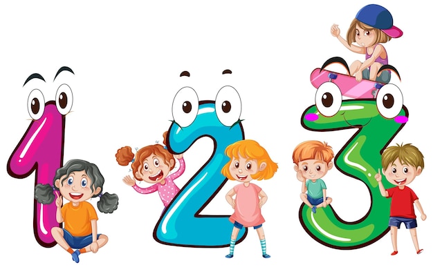 Free vector children cartoon character with numbers