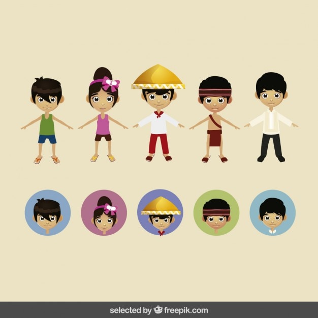 Free Vector children character collection