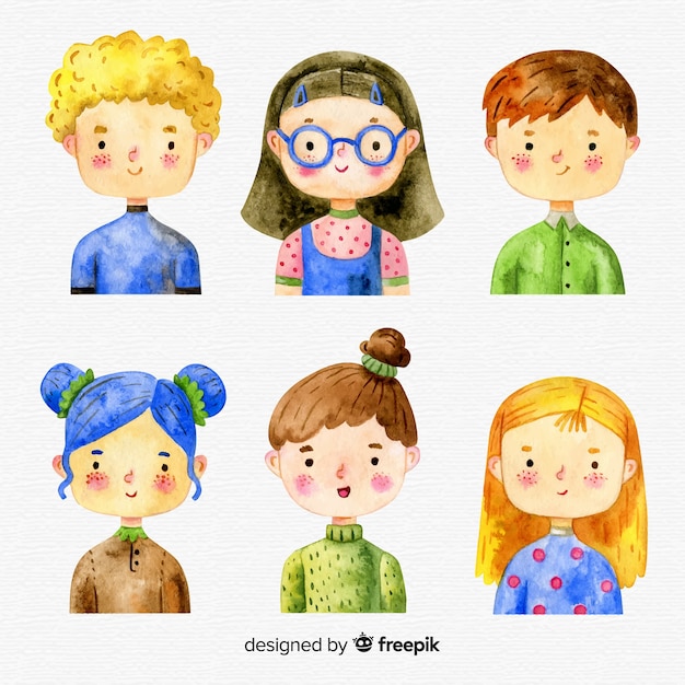 Free vector children character collection