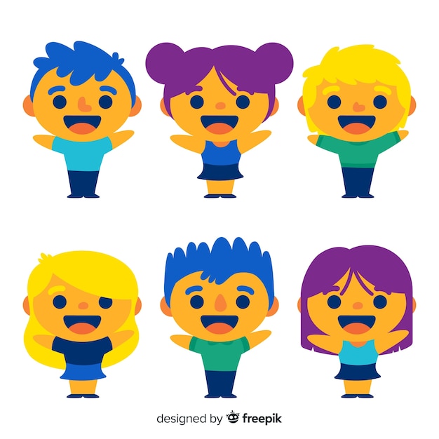 Free vector children characters collection