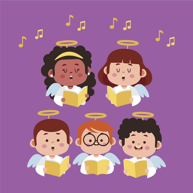 Free vector children choir singing illustration