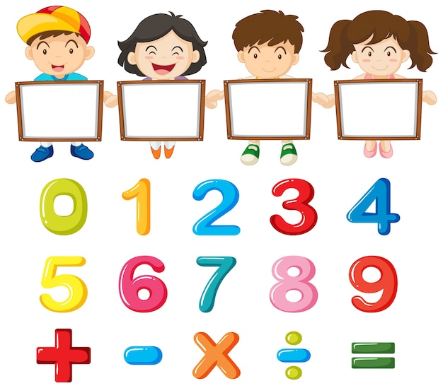 Bambini e numeri colorati
