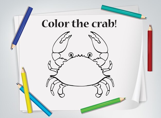 Children crab coloring worksheet