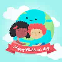 Free vector children day concept in flat design