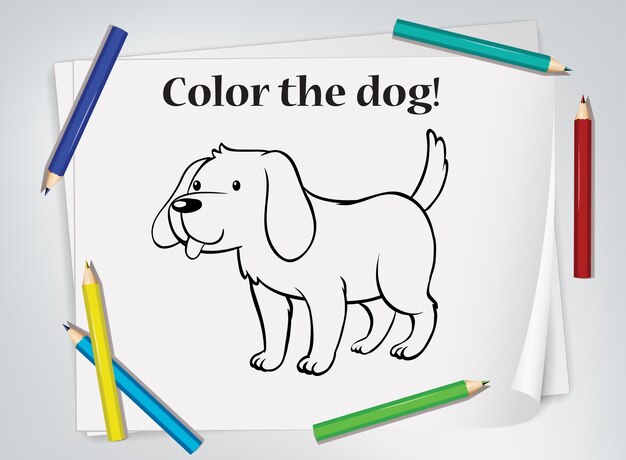 Children dog coloring worksheet