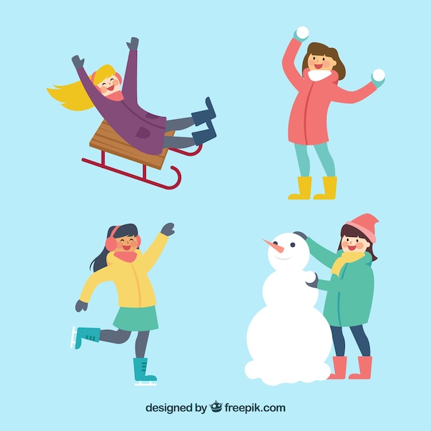 Children doing winter activities