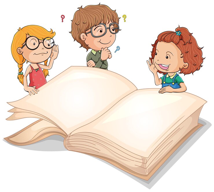Free Vector children and giant book