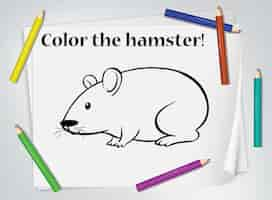 Free vector children hamster coloring worksheet