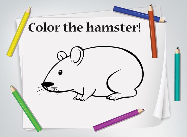 Children hamster coloring worksheet