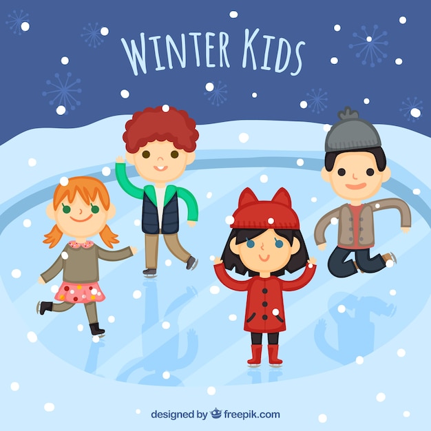 Free vector children having fun on the ice