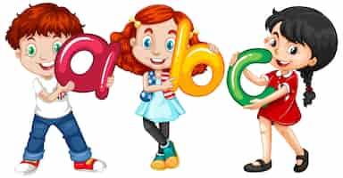 Free vector children holding english letters