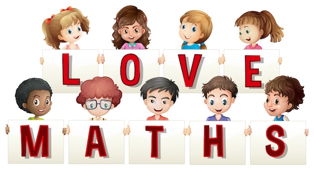 Бесплатное векторное изображение Дети, имеющие знак любви maths