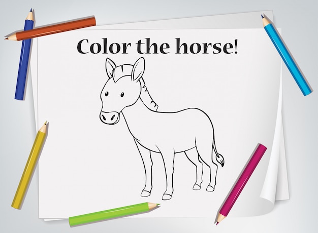 Children horse coloring worksheet
