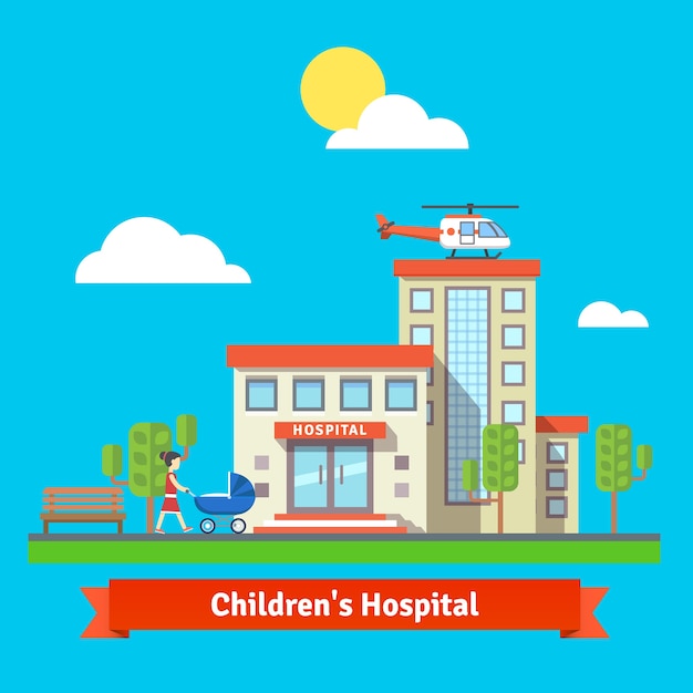 Free vector children hospital and clinic building