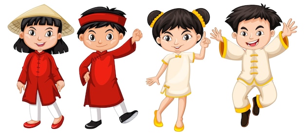 Children kids in red and white costume
