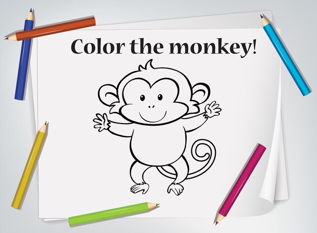 Раскраска детская обезьяна