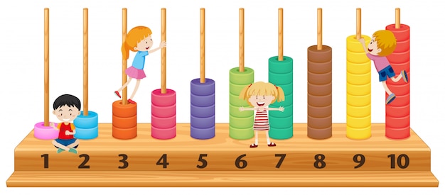 Бесплатное векторное изображение Дети на разноцветных счетах