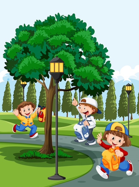 Free vector children in the park