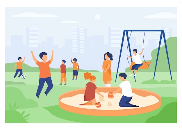 Free vector children on playground concept