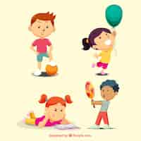 Free vector children playing collection