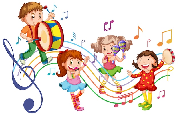 Kids Play Music Vector Art PNG Images