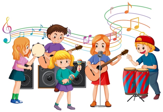 Free vector children playing different musical instruments