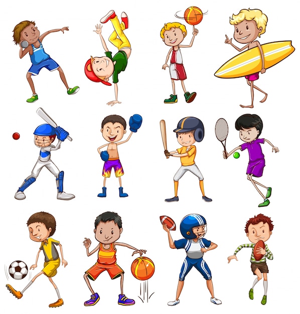 Vettore gratuito bambini che giocano diversi tipi di illustrazione sportiva