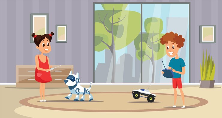 Free Vector children playing at home illustration