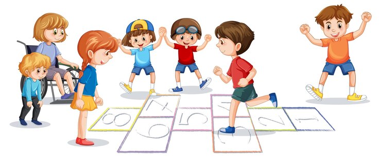Free Vector children playing hopscotch outdoors