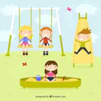 Бесплатное векторное изображение Дети играют в парке
