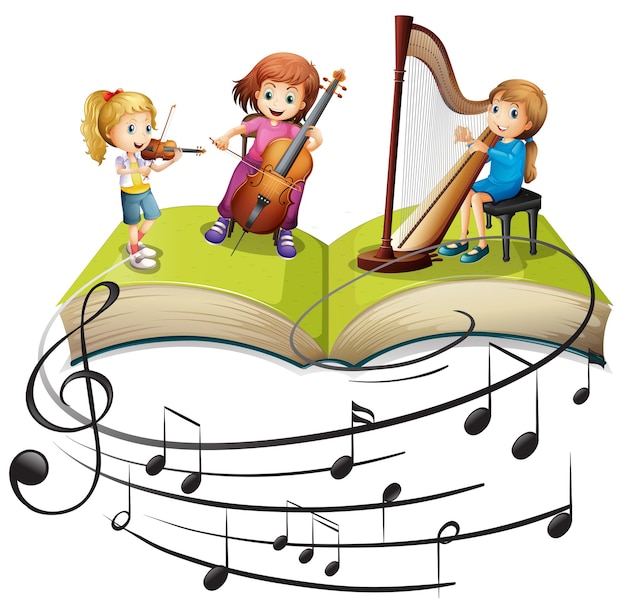 Free vector children playing music together