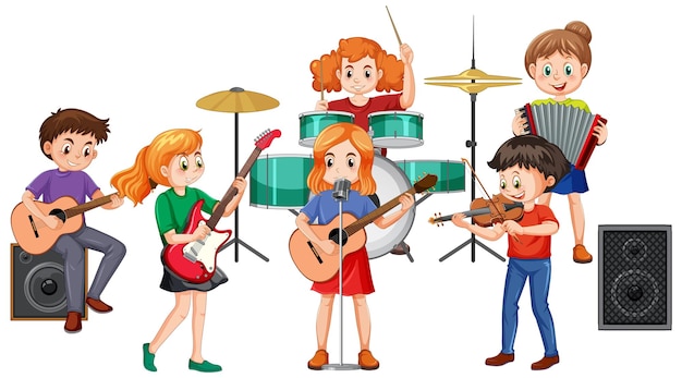 Free vector children playing musical instrument