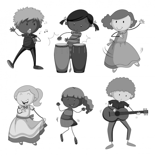 Free vector children playing musical instrument