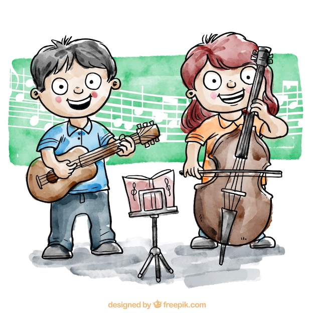 Free vector children playing a musical instrument