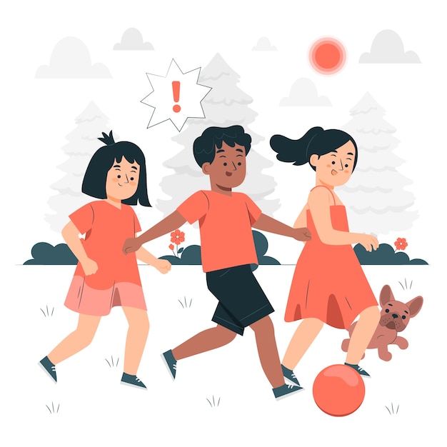 Free vector children playing outside concept illustration