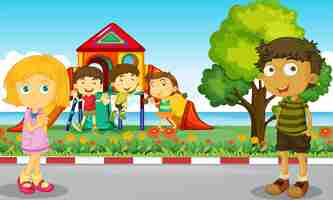 Free vector children playing in the park