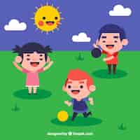 Free vector children playing in the park