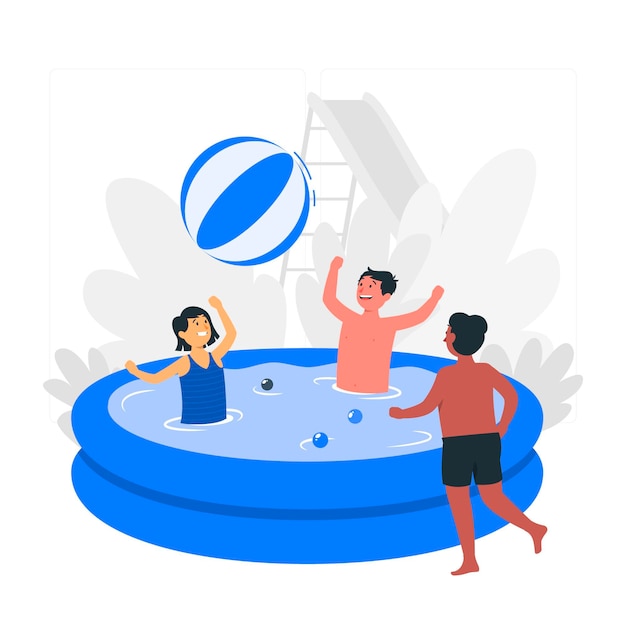 Children playing in the pool concept illustration