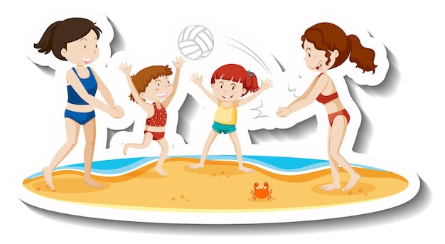 Free vector children playing valley ball at the beach