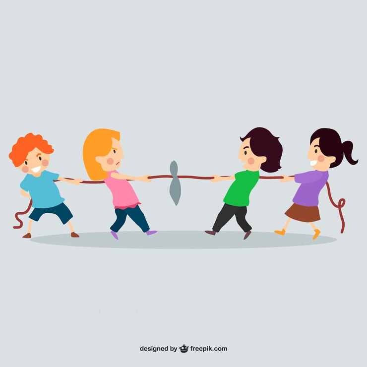 Free Vector children playing with rope