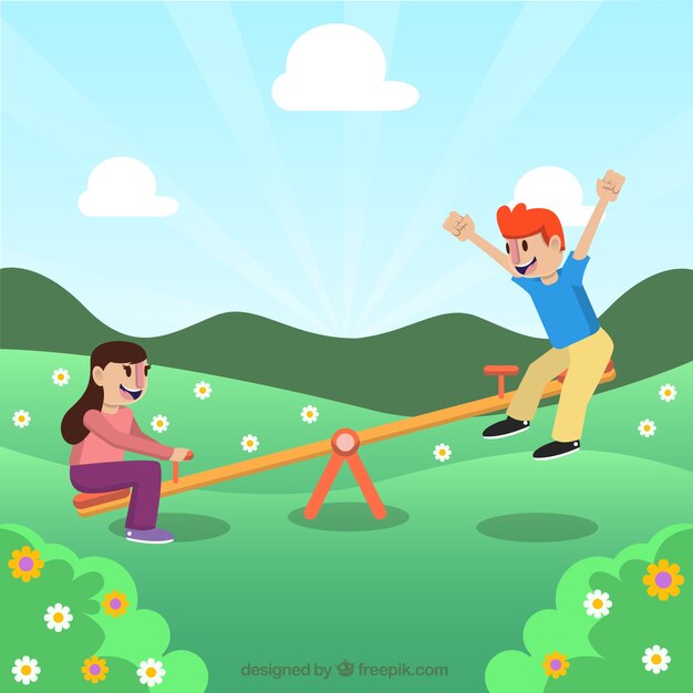 Children playing with a swing at a field