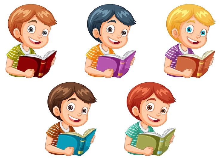 Бесплатный Вектор дети читают книги вместе