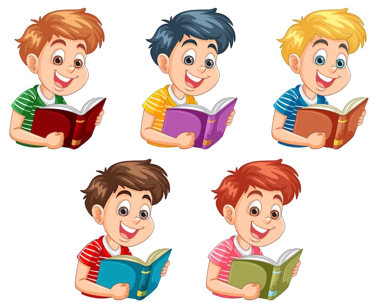 Бесплатный Вектор дети читают книги вместе