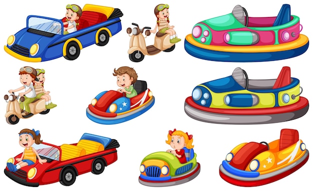 Free vector children riding on go kart