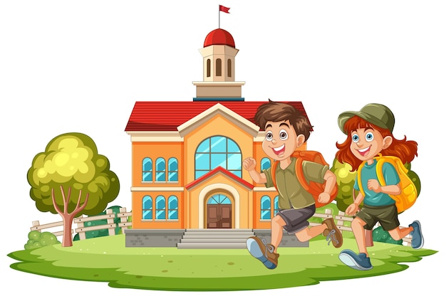 Free Vector children running to school