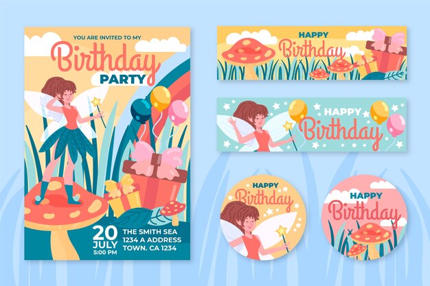 子供の誕生日カード/招待状テンプレート