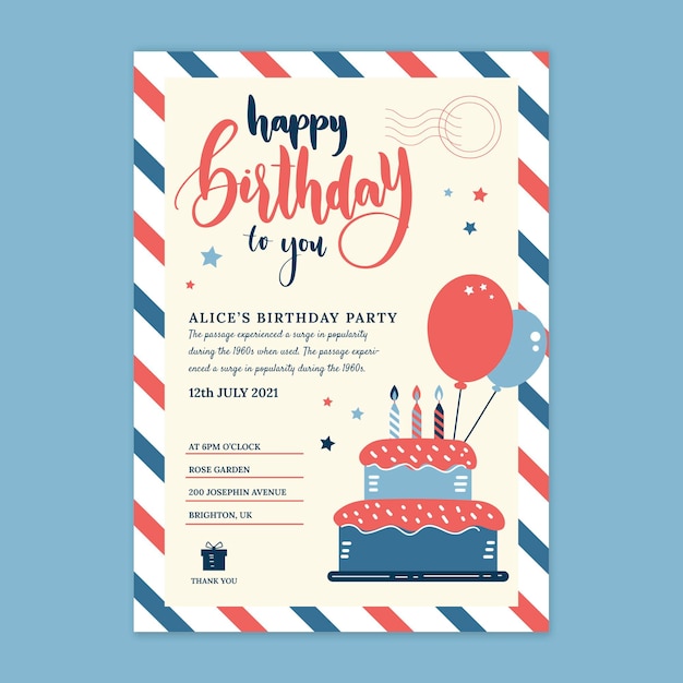 Free vector children's birthday card with balloons