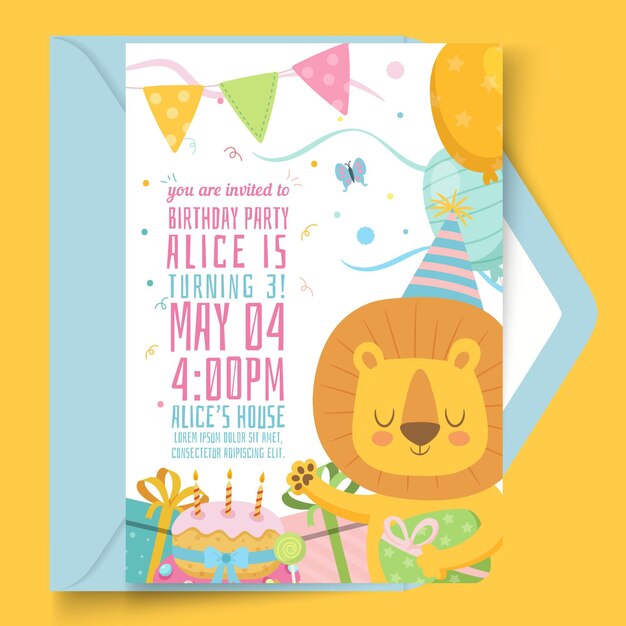 children's birthday card with illustrations